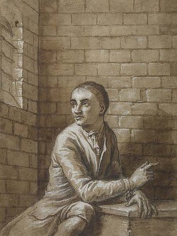 drawing; pen, ink and wash with white highlights - Jack Sheppard: Jack Sheppard Seated in His Cell, Newgate